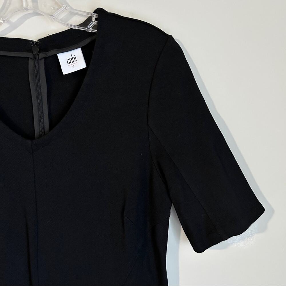 CAbi Black “Claire” Ponte Knit V-Neck 1/2-Sleeve Knee-Length Sheath Dress Size 6 - Picture 4 of 14